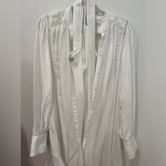 REISS - white Harriett Lace Inset Long Sleeve Dress - US 6 / UK10 - Picture 6 of 10